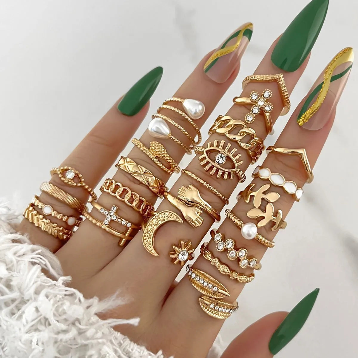 Enamel Accent Knuckle Rings set