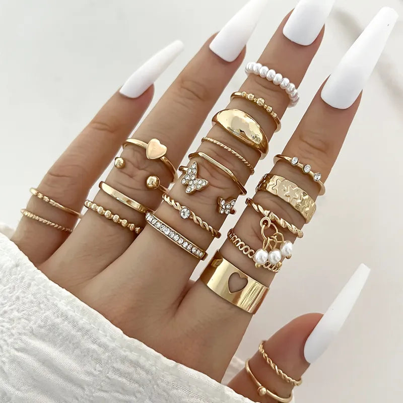 Enamel Accent Knuckle Rings set