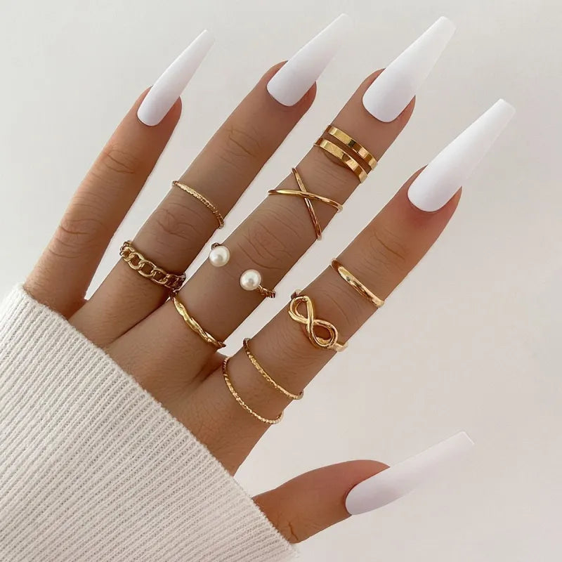 Enamel Accent Knuckle Rings set