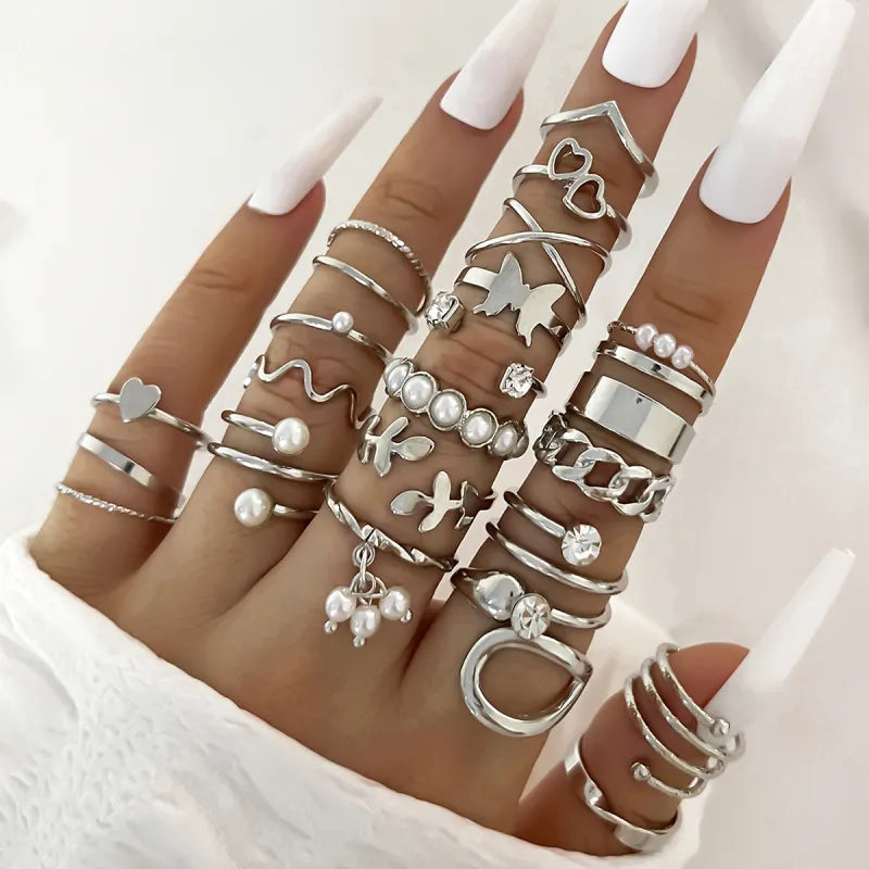 Enamel Accent Knuckle Rings set