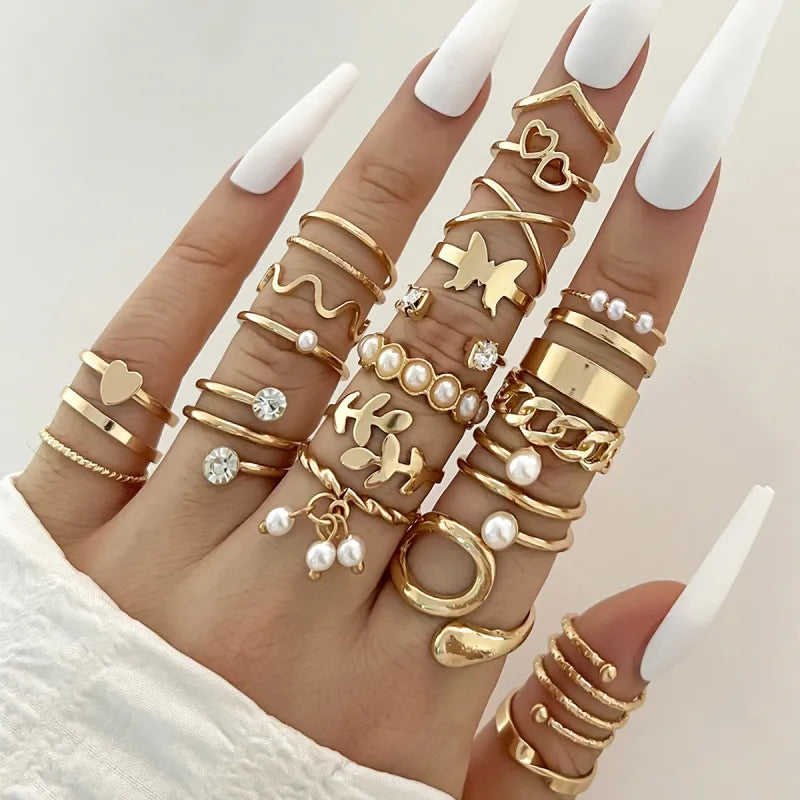 Enamel Accent Knuckle Rings set