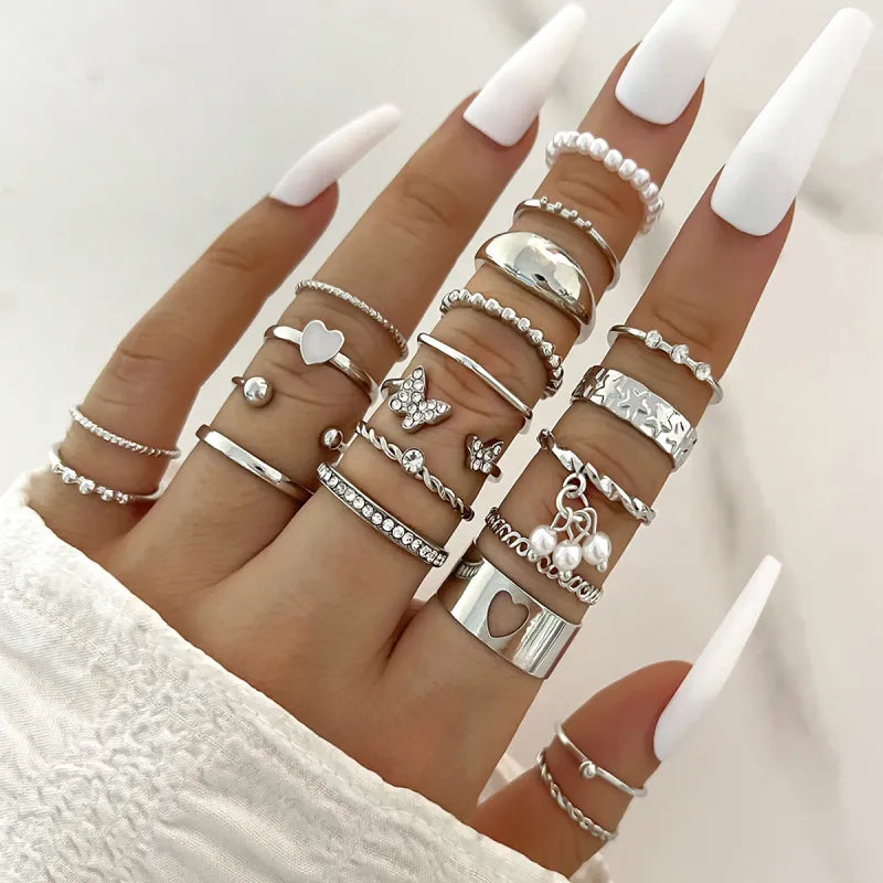 Enamel Accent Knuckle Rings set
