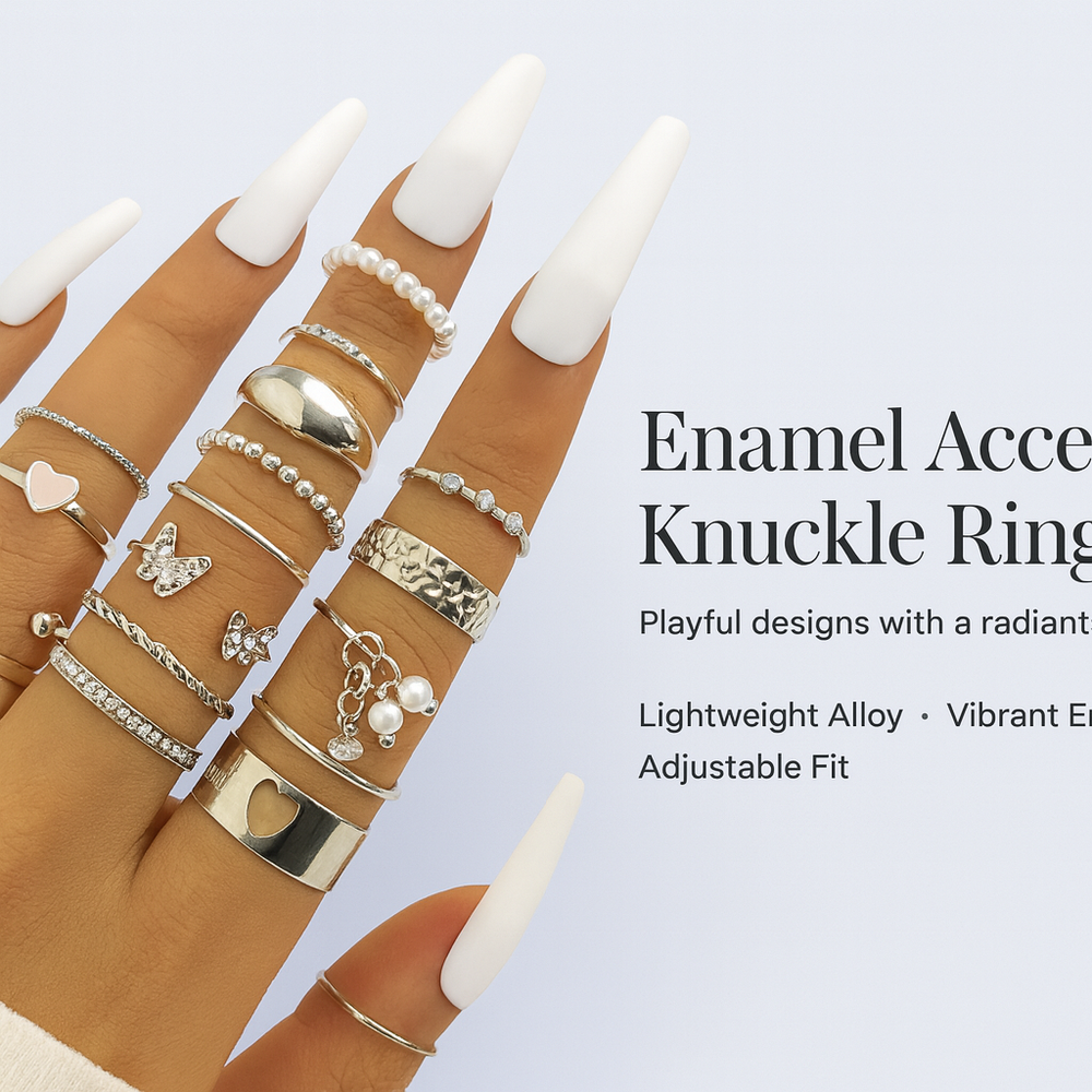Enamel Accent Knuckle Rings set