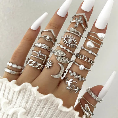 Enamel Accent Knuckle Rings set