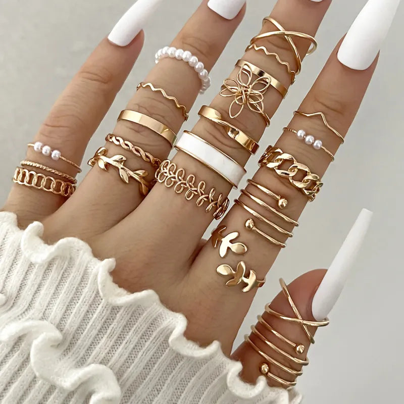 Enamel Accent Knuckle Rings set